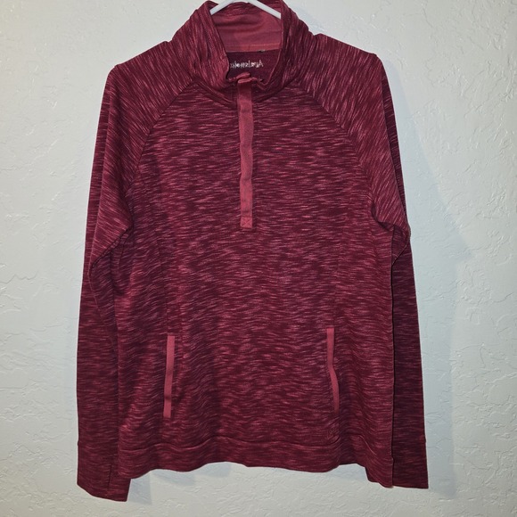 Avalanche Large Ladies Loma Snap Neck Pullover Thumbhole Red & Pink pouch pocket - Picture 1 of 7